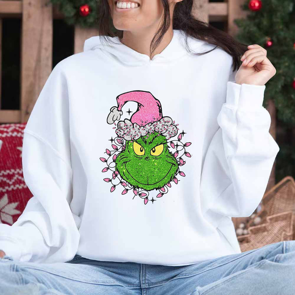 Gildan Other - Merry Grinchmas Hoodie, Grinch Christmas Hoodie, Sparkly Pink Grinch Hoodie